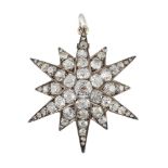 A Victorian diamond star brooch/pendant, designed as a twelve-pointed star set throughout with