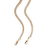 Two late 19th/early 20th century 15ct gold watch chains, of curb link design, one with clip and