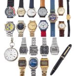 A group of assorted wristwatches including a Seiko Diver's Tachymeter gentleman's wristwatch with