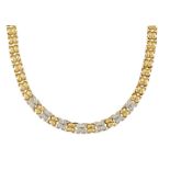 A diamond-set necklace, of twin bar link design, the front alternately set with brilliant-cut