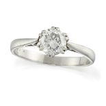 A diamond single stone ring, the brilliant-cut diamond, weighing approximately 1.00 carat, in claw-