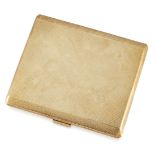 A 9ct gold cigarette case, of engine turned rectangular form, the interior with presentation