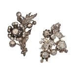 Two 19th century rose-cut diamond brooches, of floral spray design, mounted in silver and gold,