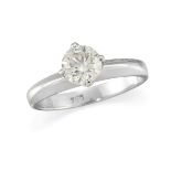 A diamond single stone ring, the brilliant-cut diamond, weighing approximately 0.80 carats, in