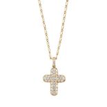 A diamond cross pendant necklace, by Tabbah, the cross design pendant pave set with brilliant-cut