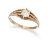 A 9ct gold, diamond single stone ring, the single brilliant-cut diamond in eight-claw setting to