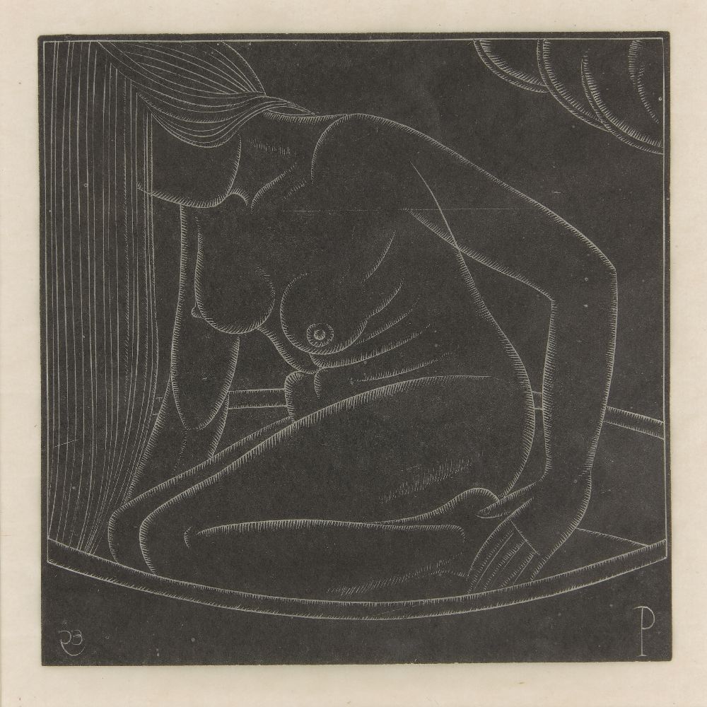 Eric Gill ARA, British 1882-1940- Girl in Bath II, 1923 and Mary Magdalen, 1926; two wood engravings - Image 2 of 5