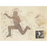 Paul Neagu, Romanian 1938-2004- Jump, 1977- lithograph with hand colouring and collage on wove,