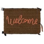 Banksy, British b.1974- Welcome Mat, 2020; hand-stitched mat in fabric repurposed from life vests