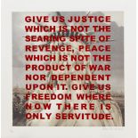Gee Vaucher, British b.1945- Give Us Justice, 2008; screenprint with offset lithograph in colours on