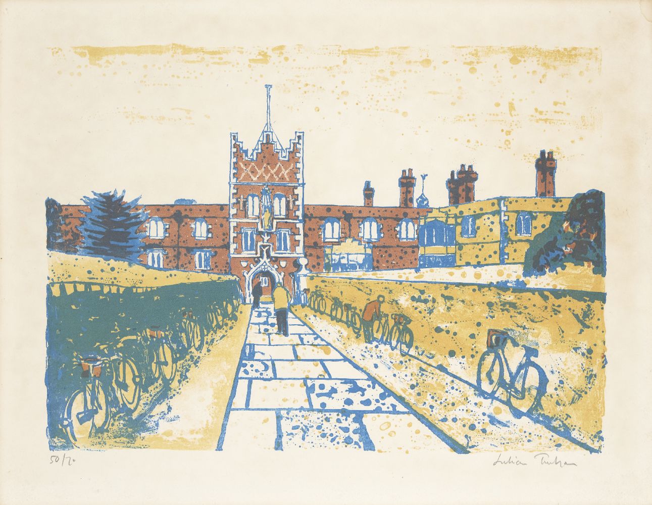 Julian Trevelyan RA, British 1910-1988- Jesus College, 1959-62; lithograph in colours on wove,