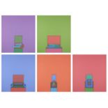 Robyn Denny, British 1930-2014- The Heavenly Suite (blue, purple, green, red, pink), 1971; the