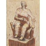 Henry Moore OM CH FBA, British 1898-1986- Seated Figure [Cramer 13], 1950; lithograph in colours,