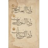 A folio from a Qur'an, Anatolia or Central Asia, 14th century, Arabic manuscript on paper, Qur’an