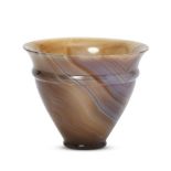 A carved agate cup with flared rim, in the Roman style, 20th century, conical in form, with thin