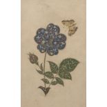 A Safavid-style painting of flowers and a butterfly, Iran, 19th century, opaque pigments on paper,