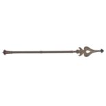 A Mughal steel mace, India, late 18th century, the long tubular shaft moulded with diagonal stripes,