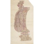 Three prepatory drawings for shawl design, Kashmir, India, late 19th century, largest 52cm. long (