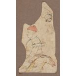 A sketch of a seated figure, horse and lion head, India, late 18th-early 19th century, ink and