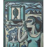 Helmi El-Touni (Egyptian, b. 1934), Untitled, acrylic on canvas, framed, 79cm. high x 68cm. diam.