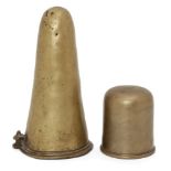 AMENDMENT: Please note VAT is charged on the hammer price for this Lot. Two brass lingas, India,