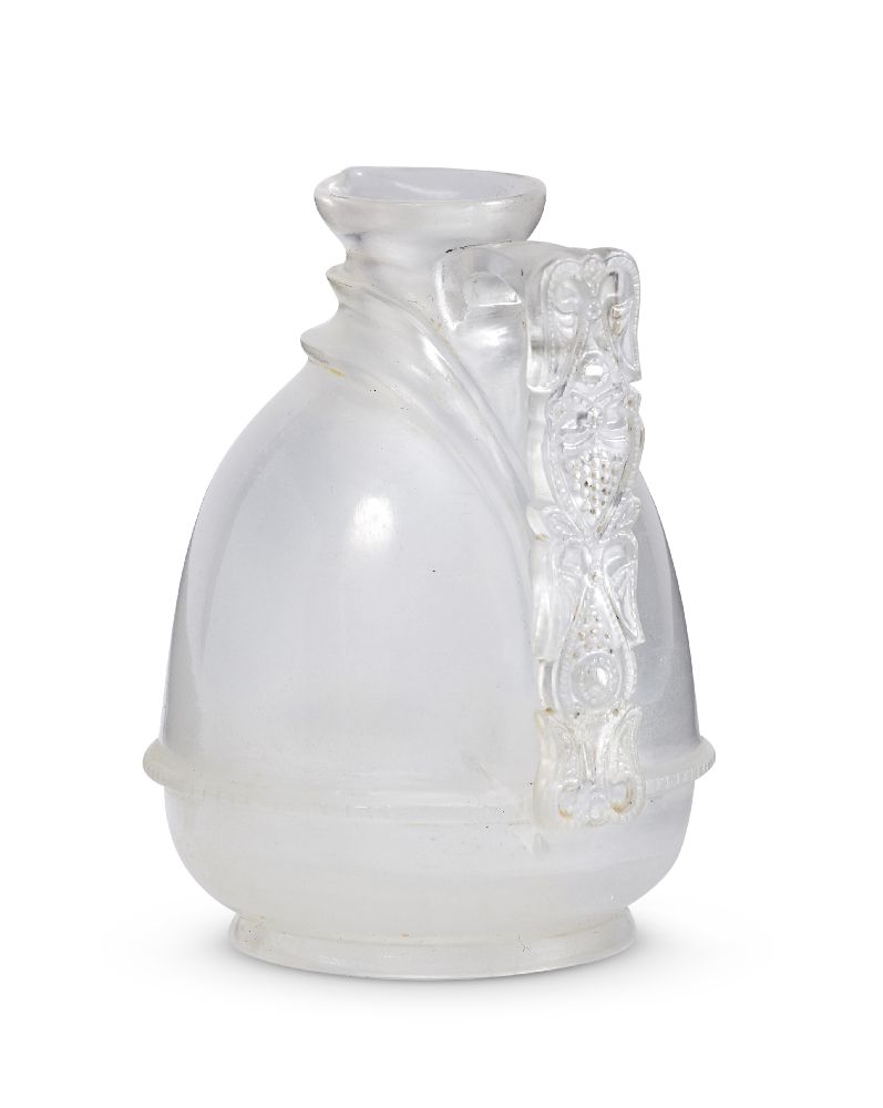 A small rock crystal ewer with carved handle, 19th-20th century, in an early 20th century fitted - Image 2 of 2