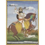 A portrait of Ranjit Singh on a tiger hunt, Rajasthan, circa 1850, opaque pigments on paper, 33.4