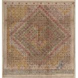 A Jain tantric diagram, Western India, 18th century, gouache on cloth, with 5ll. of black text