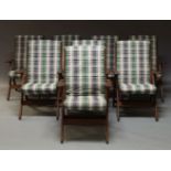 A set of eight garden chairs by Clarecraft Industries, late 20th Century, with chequer pattern