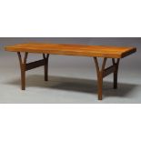 Trioh, Denmark, a teak coffee table, c.1960, the rectangular top, on tapered supports, stamped '