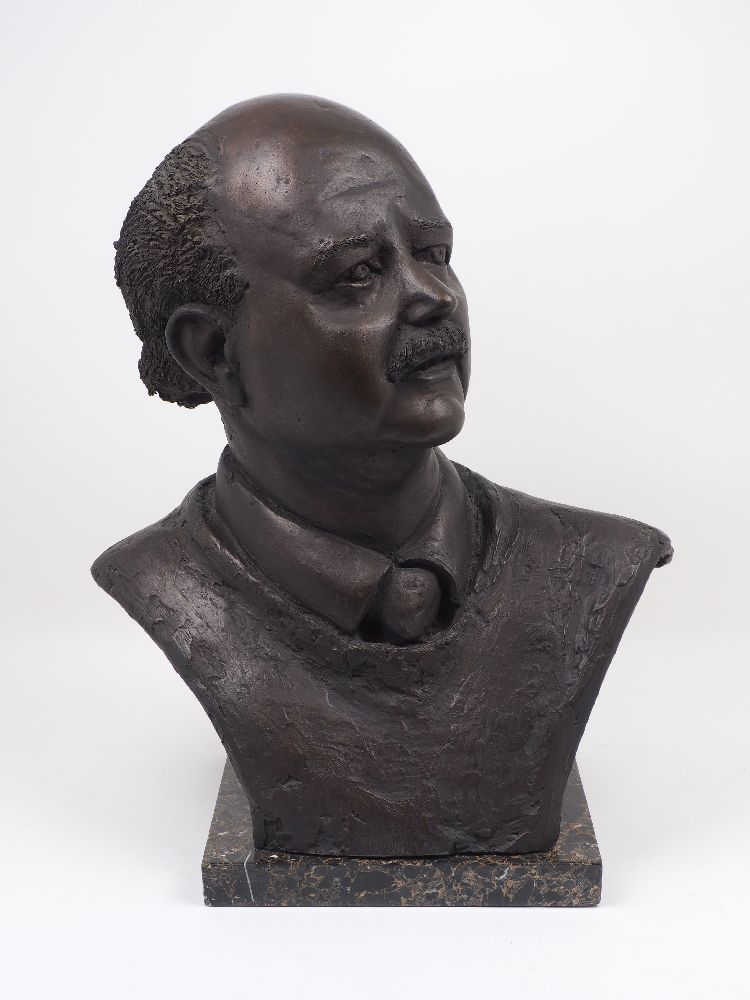 Lady Marcelle Quinton (British, graduated 1952), a portrait bronze bust of a gentleman, signed and