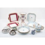 A collection of continental and British ceramics, to include a Wedgwood Ruby Whitehall tea set for