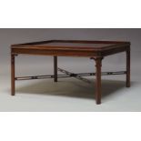 A mahogany coffee table, in the Georgian taste, late 20th Century, the square galleried top on