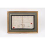 MILITARY INTEREST: A French letter, 18th century, signed by the Comte de Villeneuve, Colonel of D'