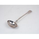 A William IV silver ladle, London, c.1835, William Eaton, the handle and reverse of the bowl