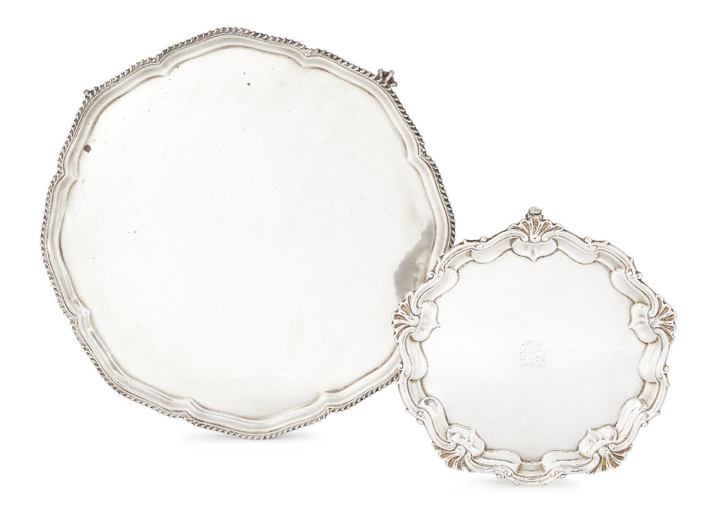 A silver salver, London c.1932, Catchpole & Williams Ltd., of shaped circular form, with gadrooned