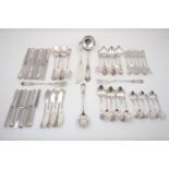 A quantity of silver plated flatware by Boulenger, the handles and stems of each decorated with