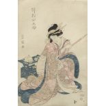 Utagawa Toyokuni, Japanese 1769-1825, The actor Sawamura Tanosuke with a pipe, early 19th century,