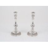 A pair of Continental silver candlesticks, by Ezada, stamped sterling 925, of knopped, baluster form