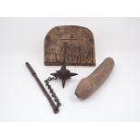 A Victorian flail mace, of typical form, the mace with seven spikes, 60cm long overall, with a