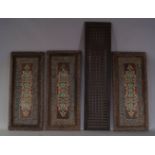 A group of four North African / Egyptian hardwood panels, to include a Mashrabiya hardwood panel,