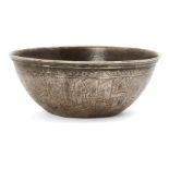 A small early Ottoman small silver bowl, Egypt or Syria, 17th century, of deep form, engraved to