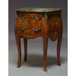 A Louis XV style gilt metal mounted, kingwood and inlaid commode, early 20th Century, with green