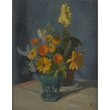 Allan Chalmers, British, early/mid 20th century- Floral still life; oil on canvas, signed with