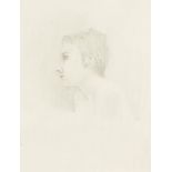 British School, late 20th century- Portrait studies; pencil, two, ea. 20.5x15.5cm: together with one