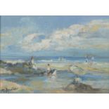 Michael D'Aguilar, British 1924-2011- Au bord de la mer; oil on canvas laid down on board, signed,