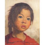 Jeanne Brandsma, Belgian 1902-1992- Portrait of a young girl (Jangja); oil on canvas, signed, signed