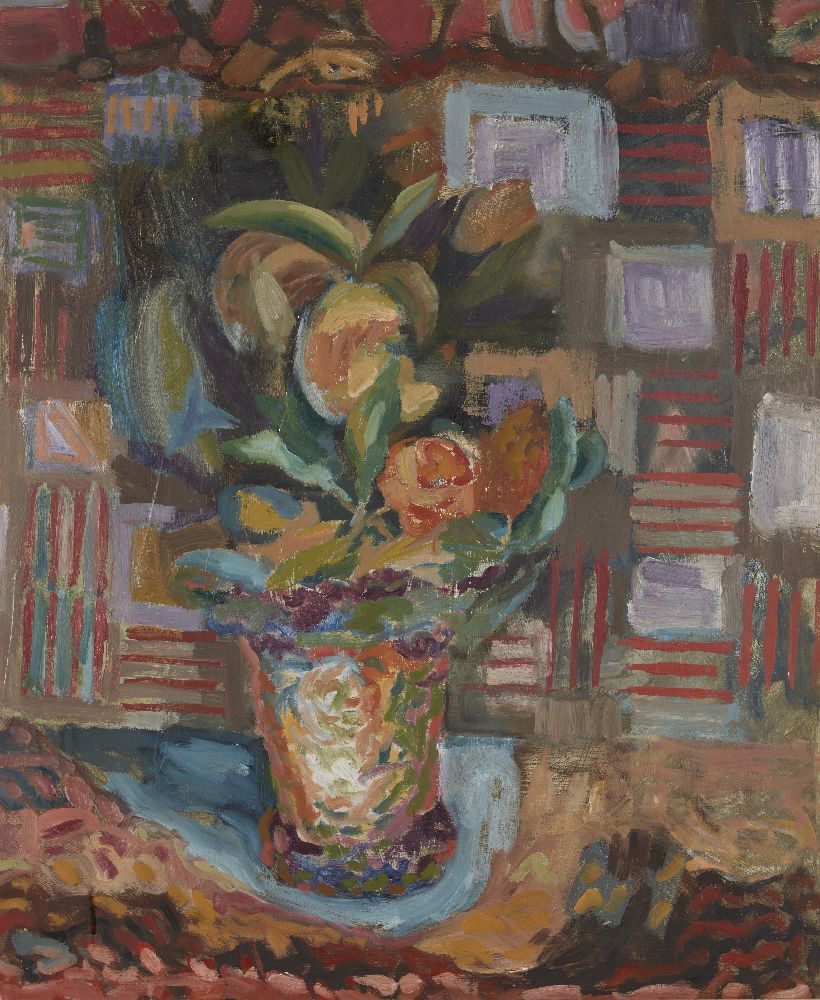 Basil Nubel ARCA, British 1923-1981- Still life of flowers; oil on board, 61.5x51.5cm: together with