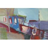 Carolyn Booker, British, early 21st century- Fishing boat No.4; mixed media on paper, signed,