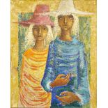 Jose de Rokha, Chilean b.1927- Two figures; oil on canvas, signed, 80x63cmPlease refer to department